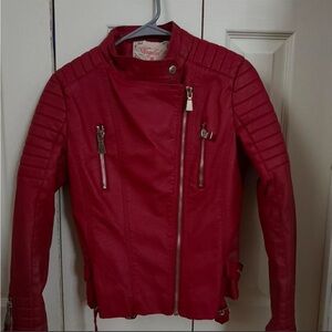 Quilted Red Moto Jacket by